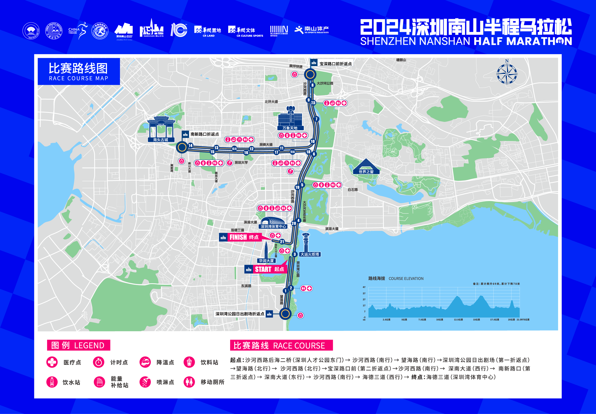 2024深圳南山半程马拉松比赛路线图